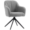 360-Degree Swivel Accent Chair with Tufted Snow Flannel Upholstery & Steel Legs, Grey