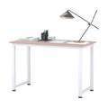 Computer Desk, 120 x 60 x 76cm Workstation with Metal Frame, Simple Assembly, White