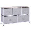 Linen Drawer Cabinet Organizer Storage with 5 Removable Drawer & Adjustable Feet, Grey