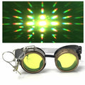 Steampunk Goggles With Magnifying Loupes UV Glow Neon Green Prism Diffraction Lenses