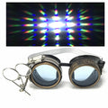Steampunk Goggles With Magnifying Loupes UV Glow Neon Blue Prism Diffraction Lenses