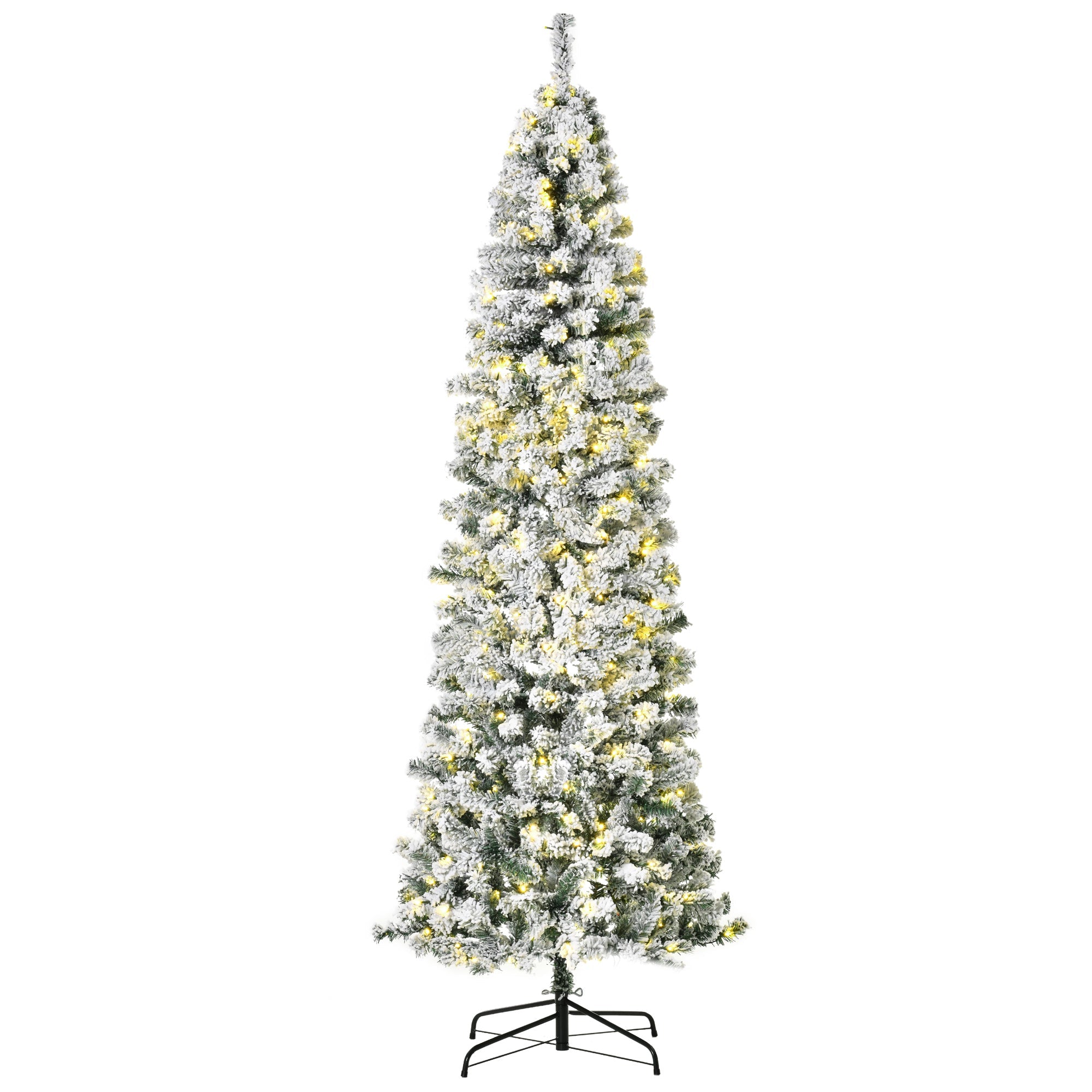 7.5 Artificial Christmas Tree with Warm White LED Light, Holiday Home Xmas Decoration, Green