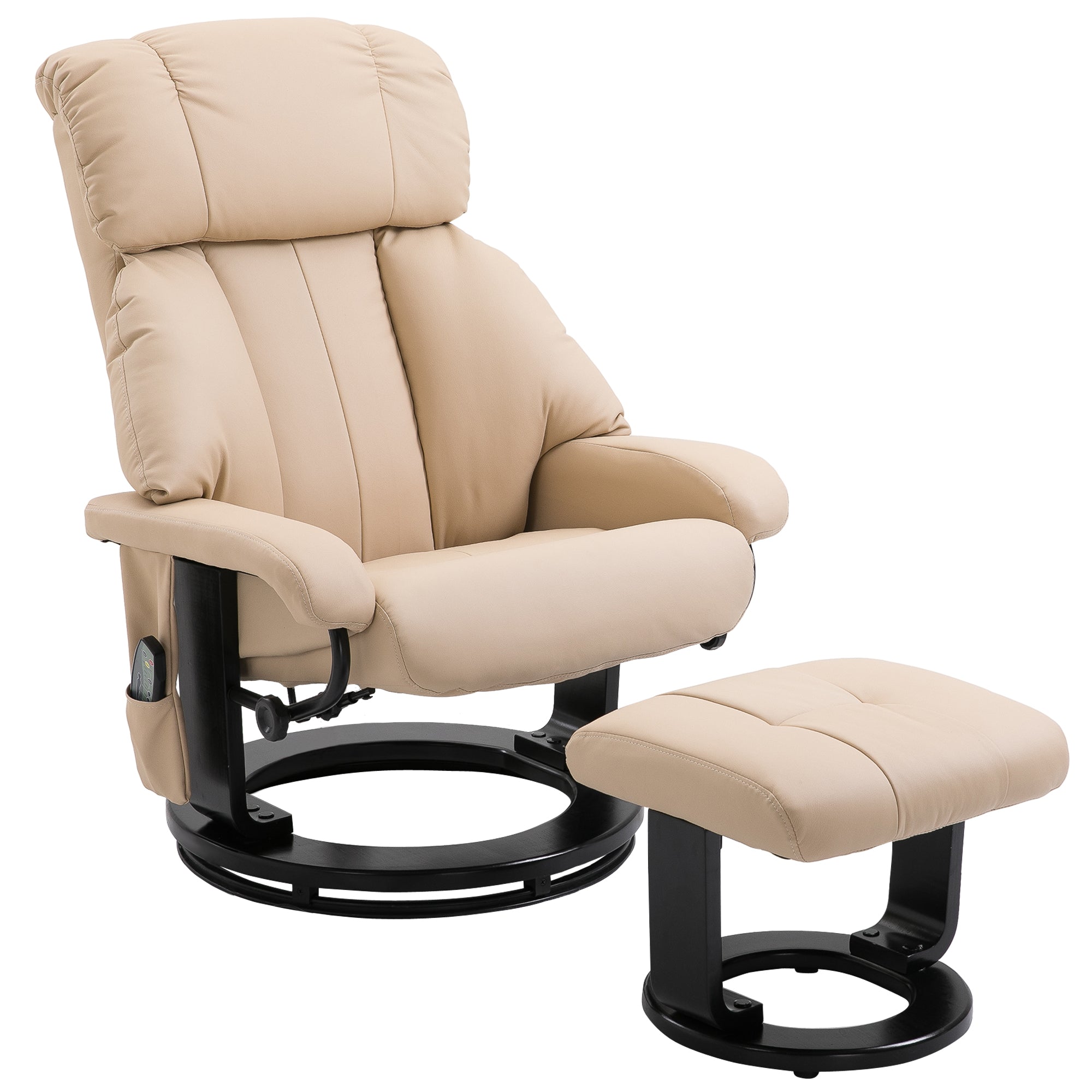 10-Point Massage Recliner Chair, Vibration Massage Sofa w/ Ottoman Footrest, Beige