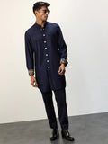 Navy Blue Chanderi Inara Kurta Set By KYNAH, Luxury Indian Fashion & Bridal Wear