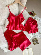 PIJAMA SATÉN 3 PIEZAS-ROJO NOCTURNO – SIGNATURE