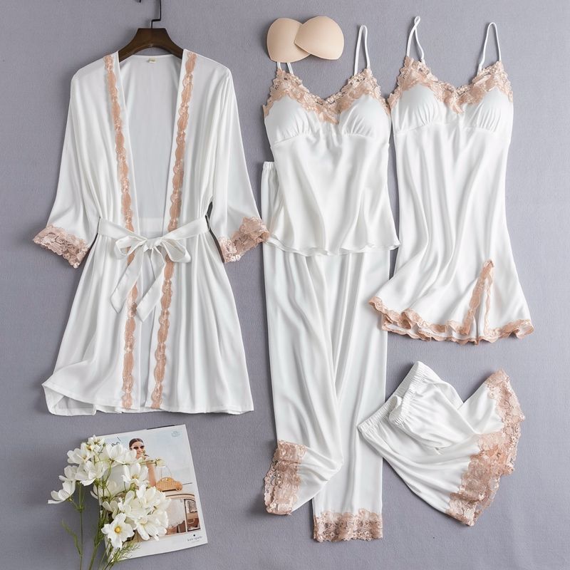 PIJAMA SATÉN 5 PIEZAS - BLANCO – CLASSIC LACE