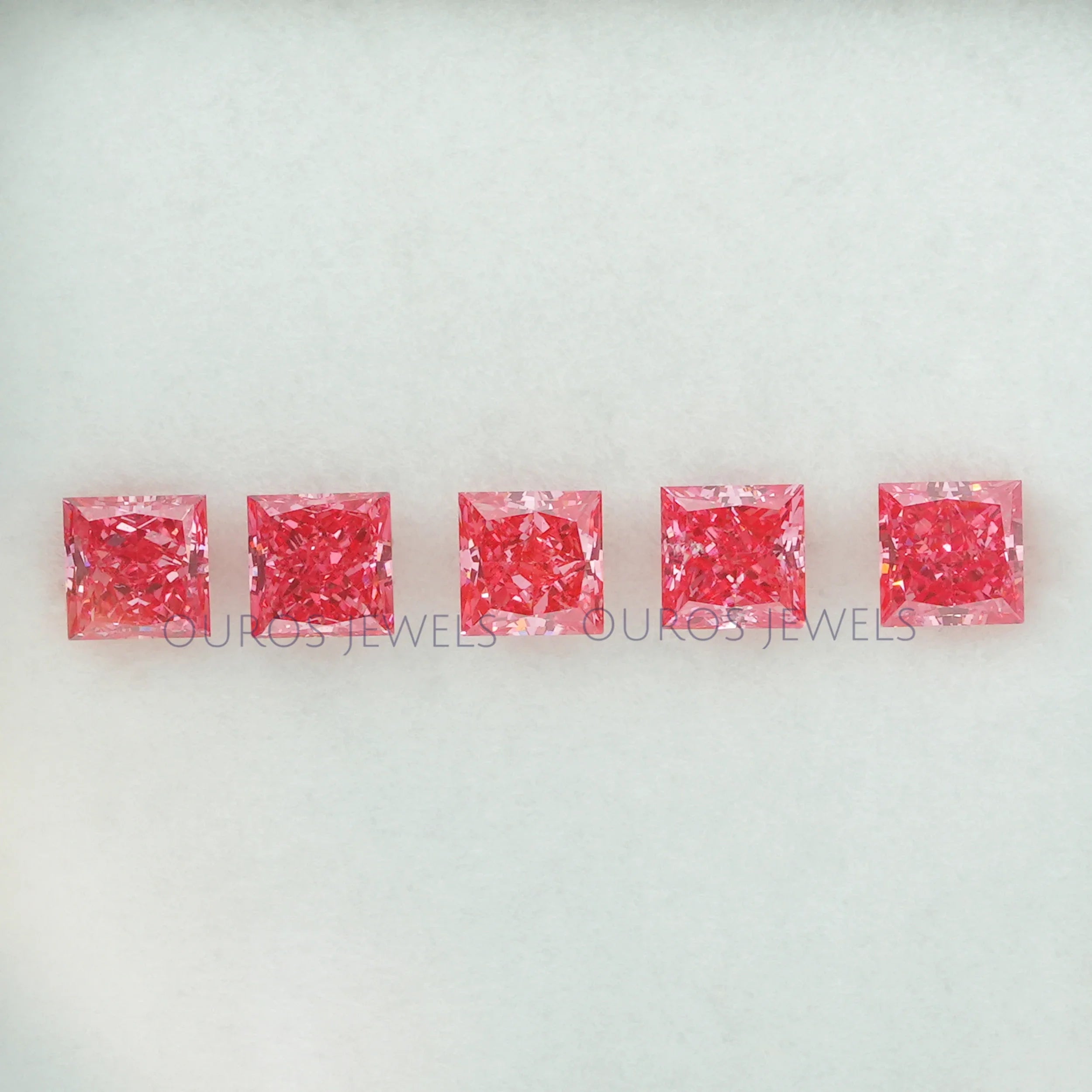 0.52 Carat Each Pink Princess Lab Grown Diamond