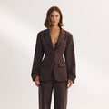 Lounge Underwear Draped Sleeve Blazer - Chocolate