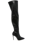 Casadei Calf Leather Pointed Toe Boot — Black