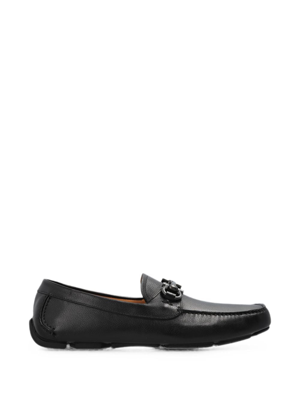 Ferragamo Gancini-Plaque Leather Loafer — Black
