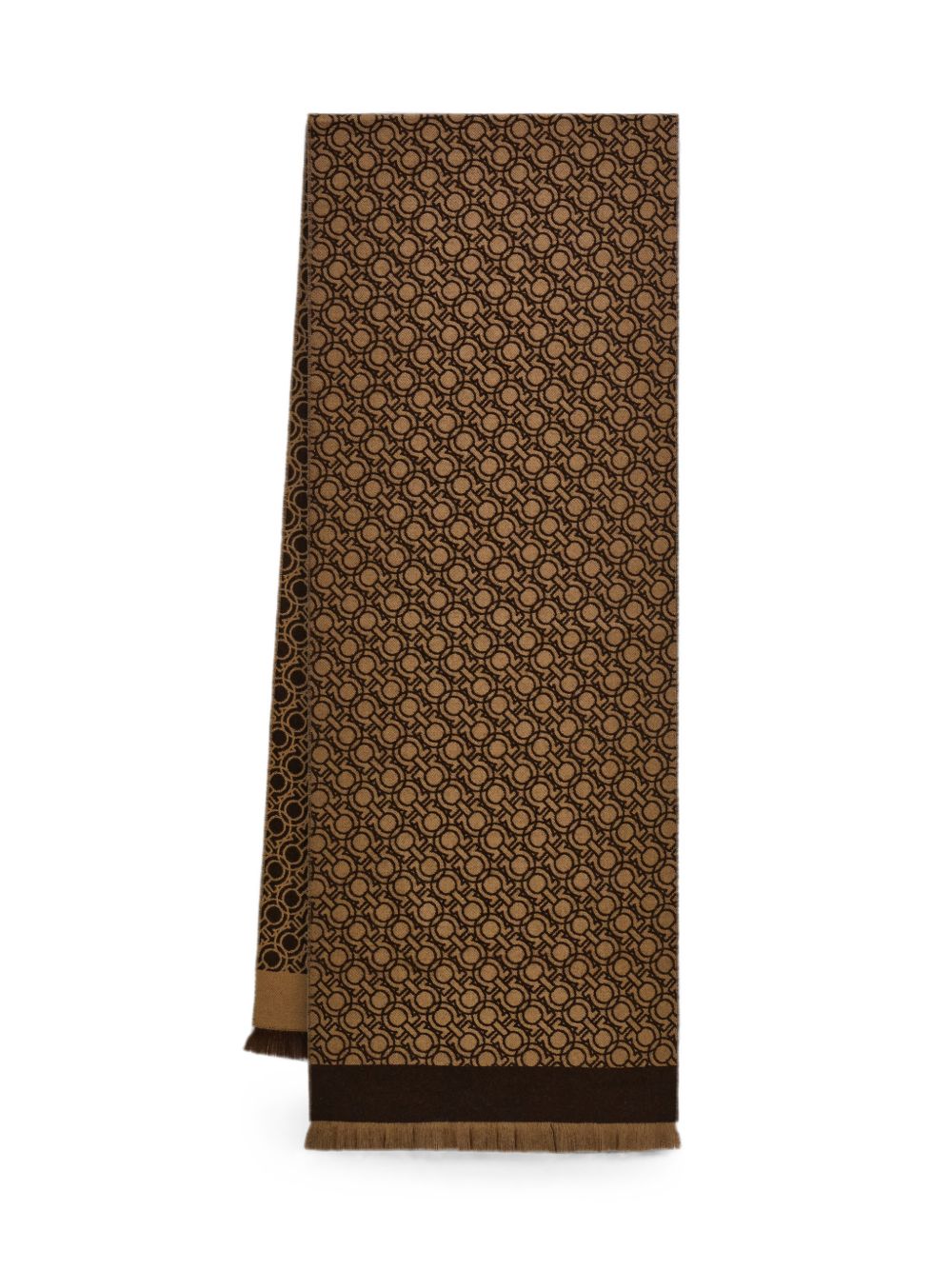 Ferragamo Gancini Jacquard Scarf — Beige