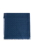 Ferragamo Gancini-Print Wool Scarf — Blue