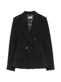 Elisabetta Franchi Double-Breasted Peaked Lapel Blazer — Black