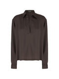 Tom Ford Silk Satin Polo Shirt — Brown
