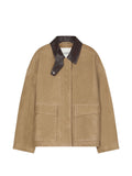 Closed Suede with Leather Collar Jacket — Beige
