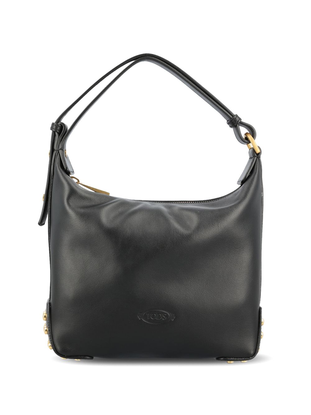 Tod'S Studded Leather Shoulder Bag — Black