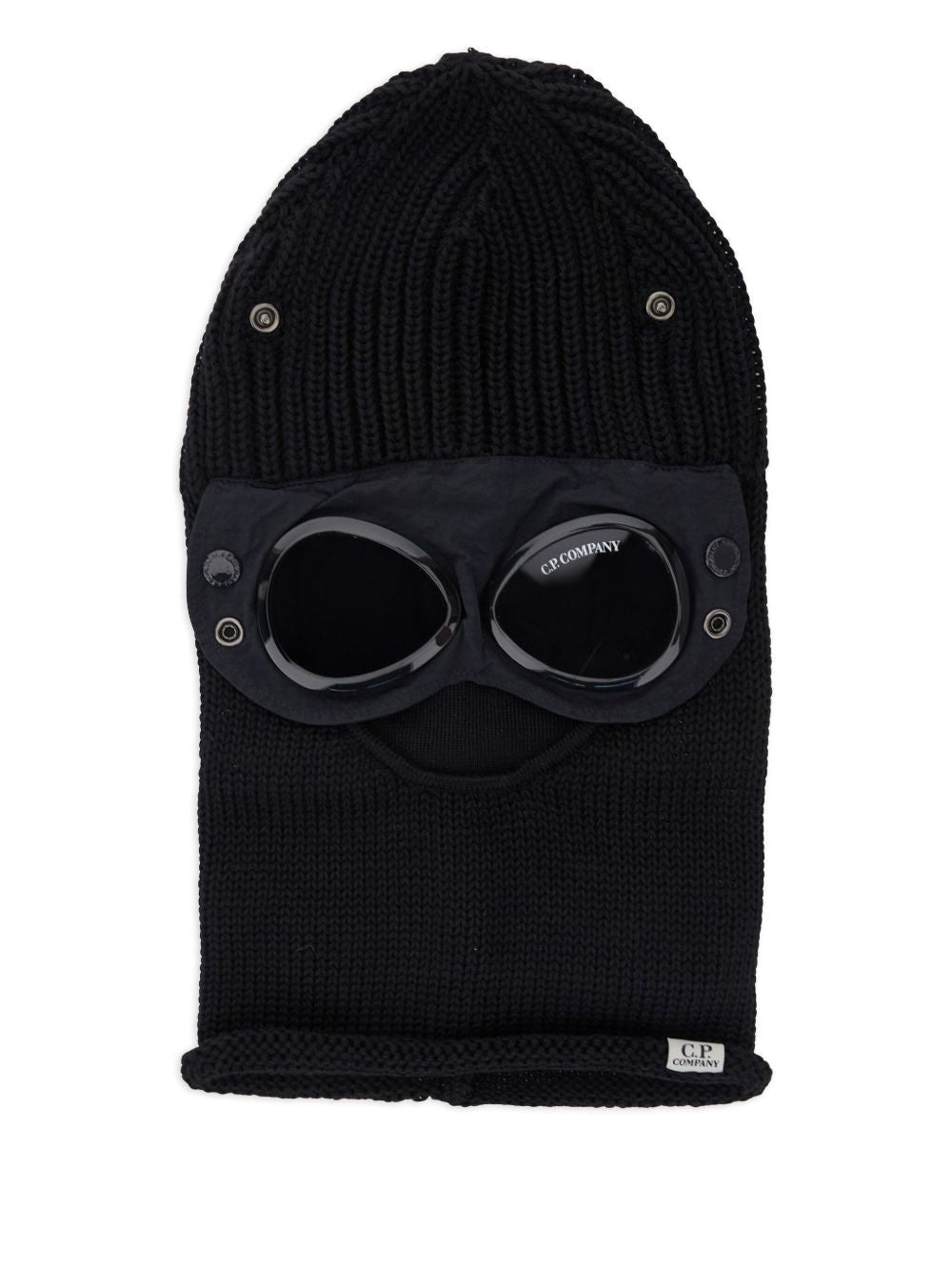 C.P. Company Goggle-Integrated Wool Knit Balaclava — Black
