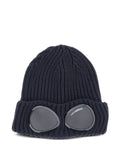 C.P. Company Goggle-Detailed Ribbed Wool Beanie — dark blue