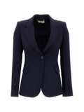 Elisabetta Franchi Single-Breasted Navy Blazer — Navy
