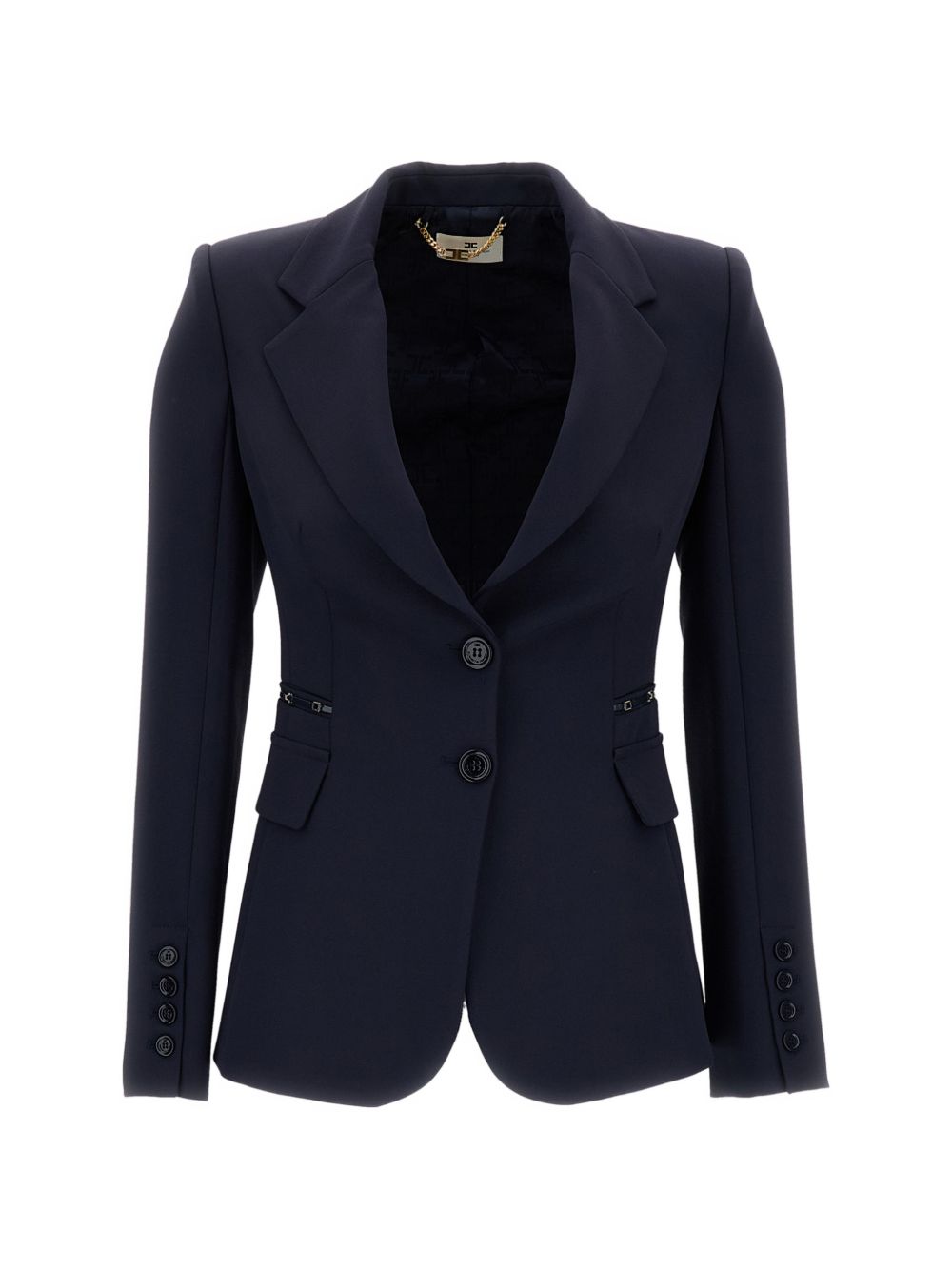 Elisabetta Franchi Single-Breasted Navy Blazer — Navy