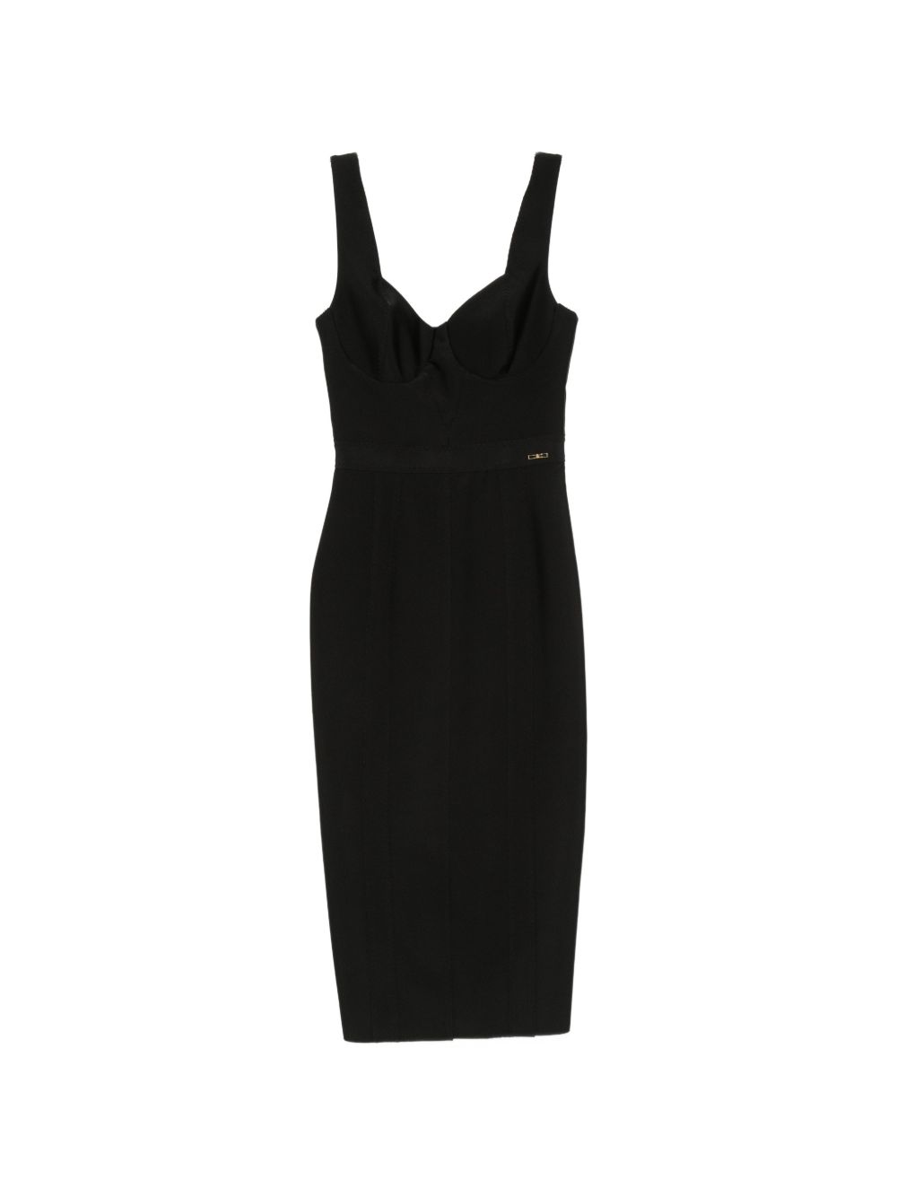 Elisabetta Franchi Sweetheart-Neck Midi Dress — Black