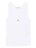 Maison Kitsuné Baby Fox Embroidered Cotton Tank Top — White
