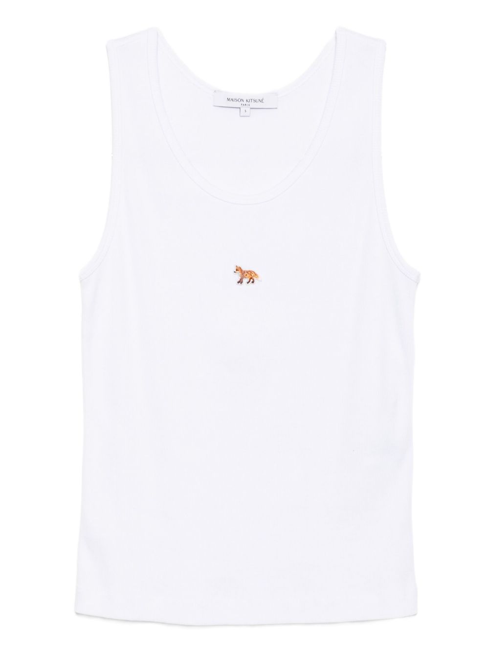 Maison Kitsuné Baby Fox Embroidered Cotton Tank Top — White