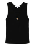Maison Kitsuné Baby Fox-Embroidered Cotton Tank Top — Black