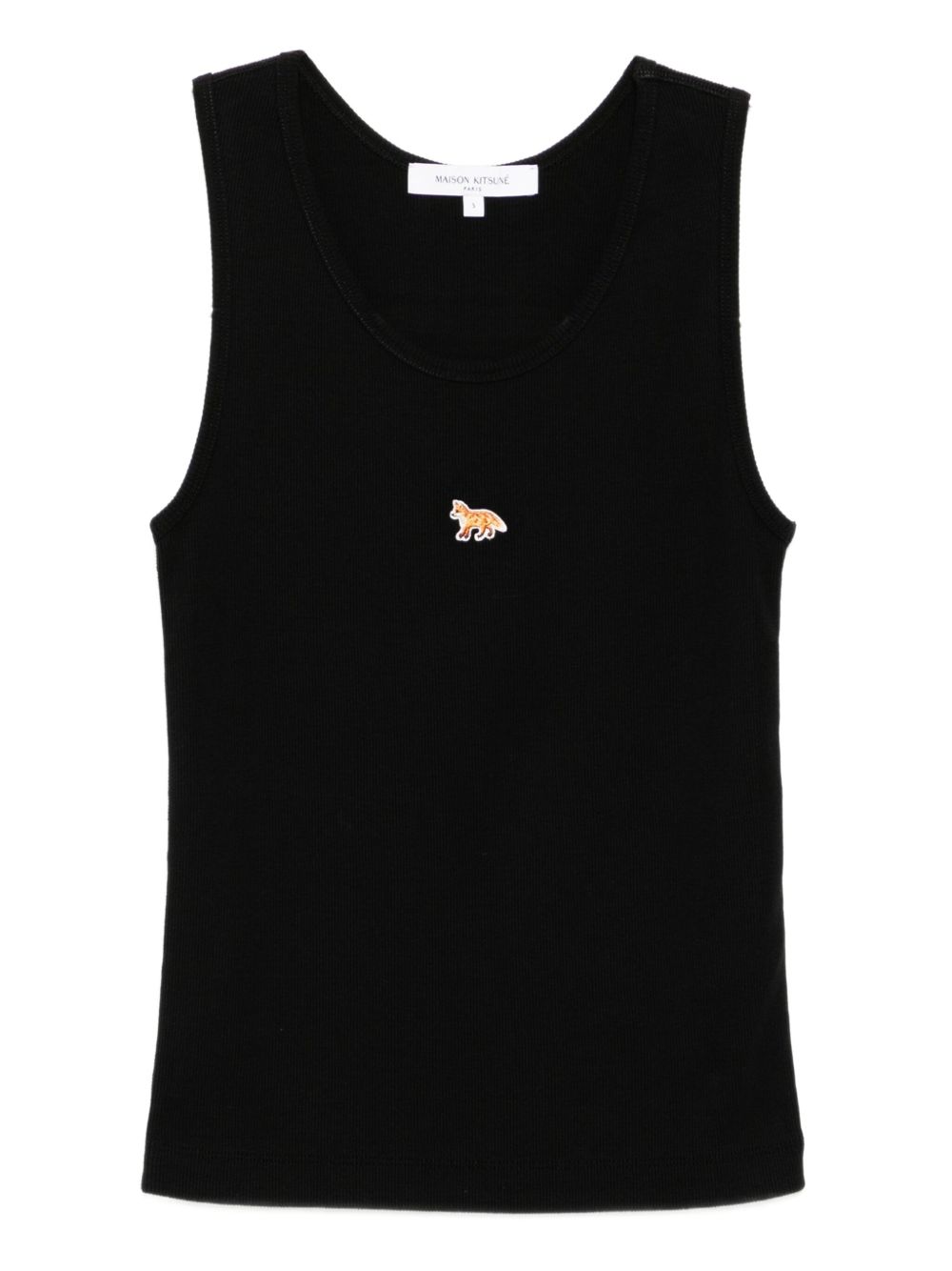 Maison Kitsuné Baby Fox-Embroidered Cotton Tank Top — Black