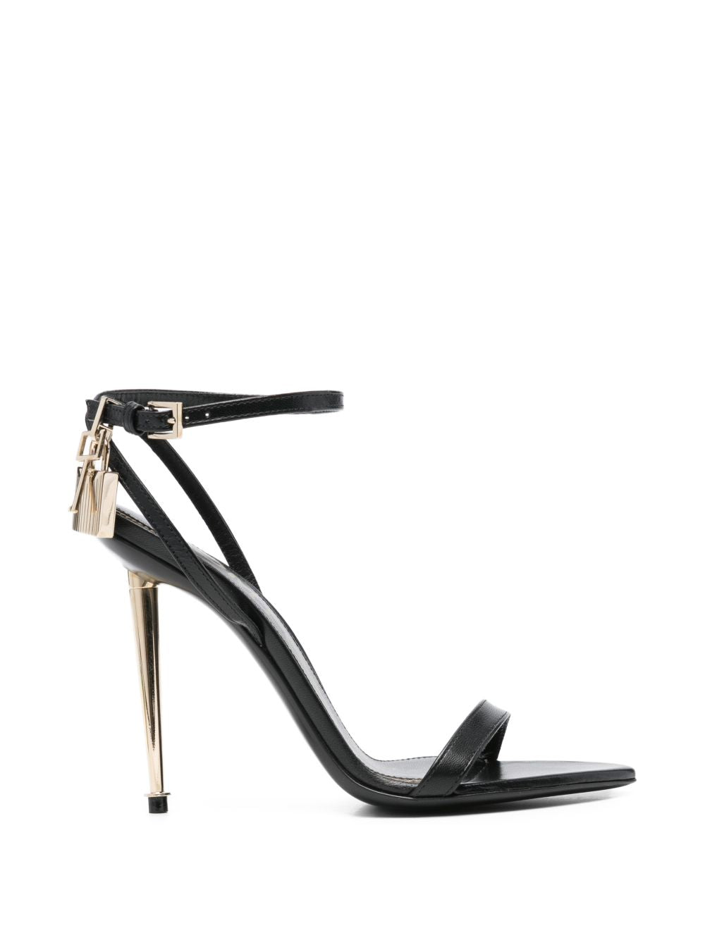 Tom Ford Padlock Ankle Strap Sandal Heel — Black