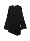 The Attico Gathered Asymmetric Dress — Black