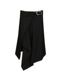 The Attico Asymmetric Wool Skirt — Black