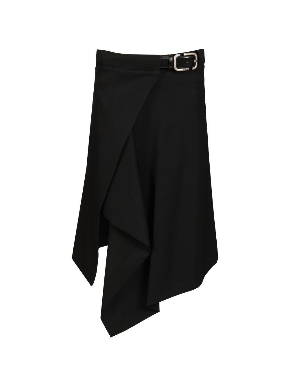 The Attico Asymmetric Wool Skirt — Black