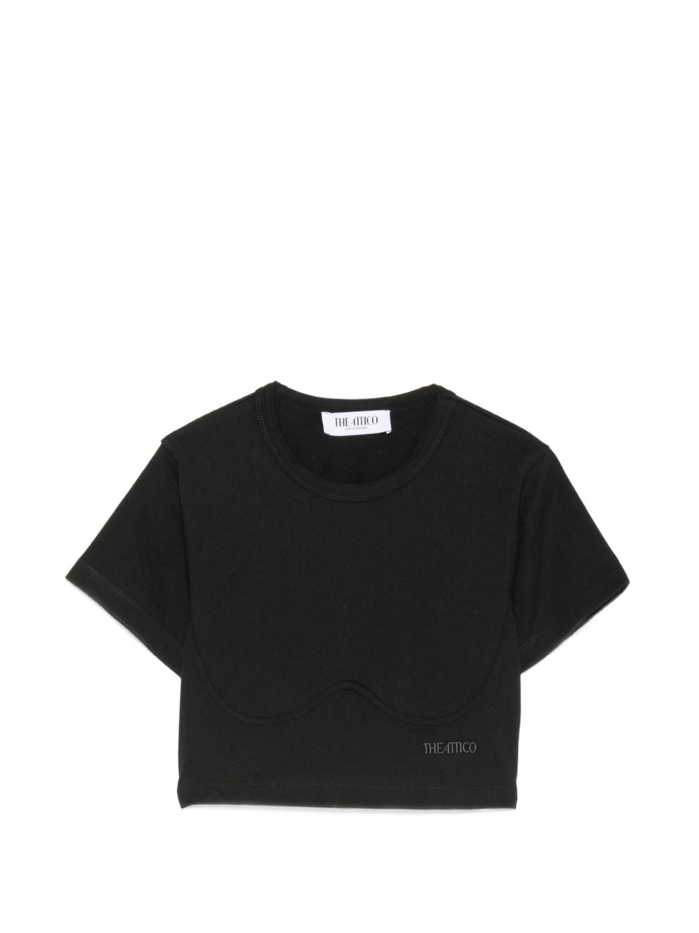 The Attico Corset-Panelled Cotton T-Shirt — Black