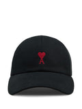 Ami Paris Heart Embroidery Baseball Cap — Black