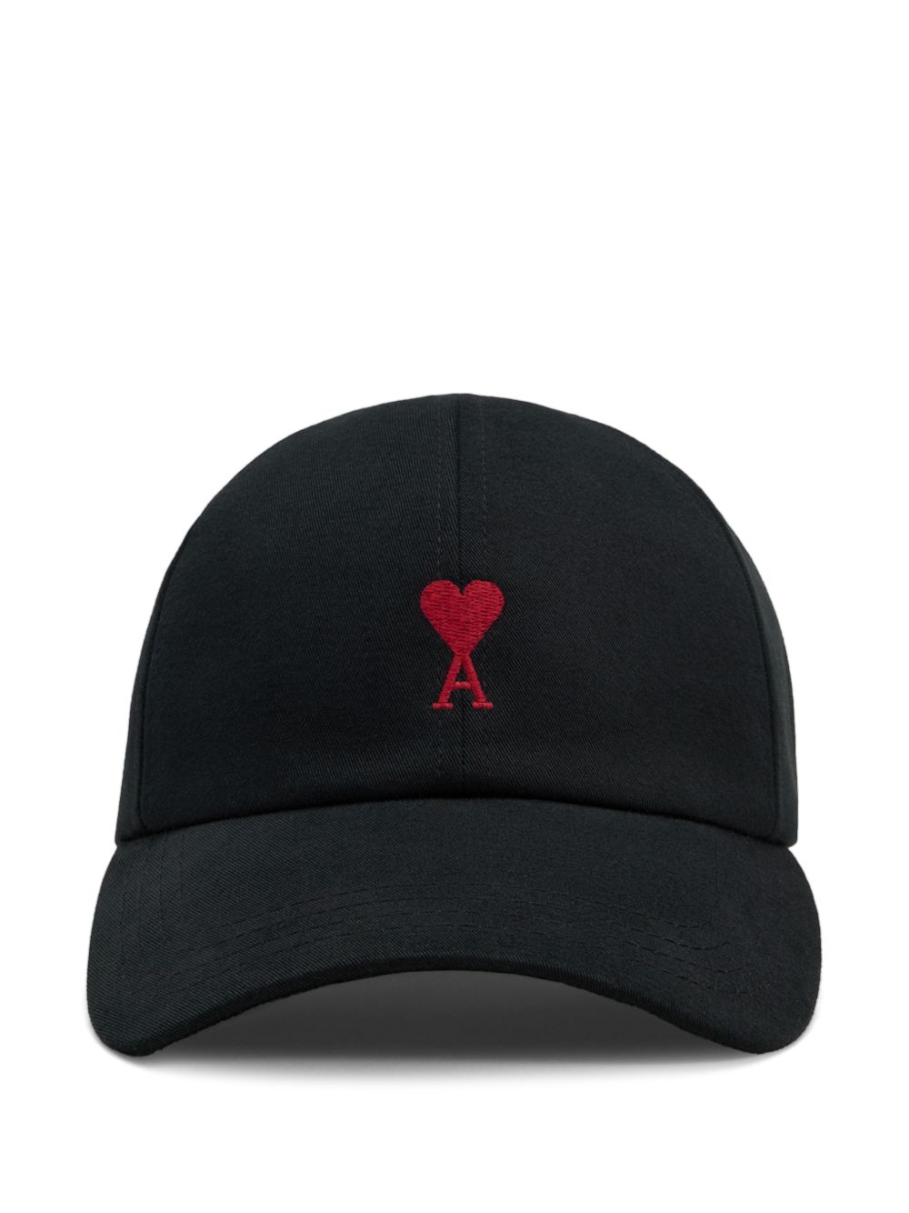 Ami Paris Heart Embroidery Baseball Cap — Black
