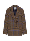 Closed Houndstooth Check Wool Blend Blazer — Brown