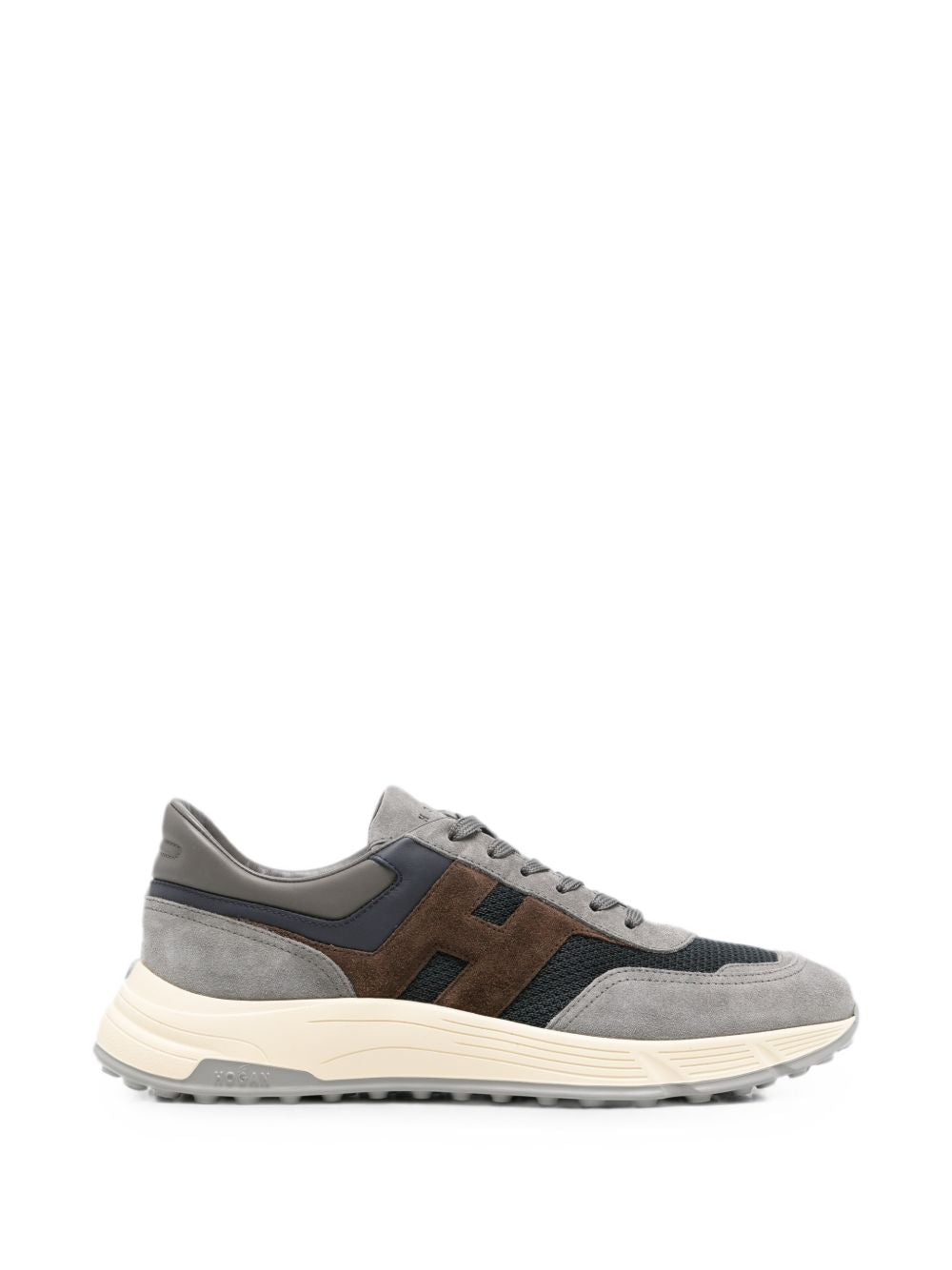 Hogan Colorblock Suede Sneaker — Grey