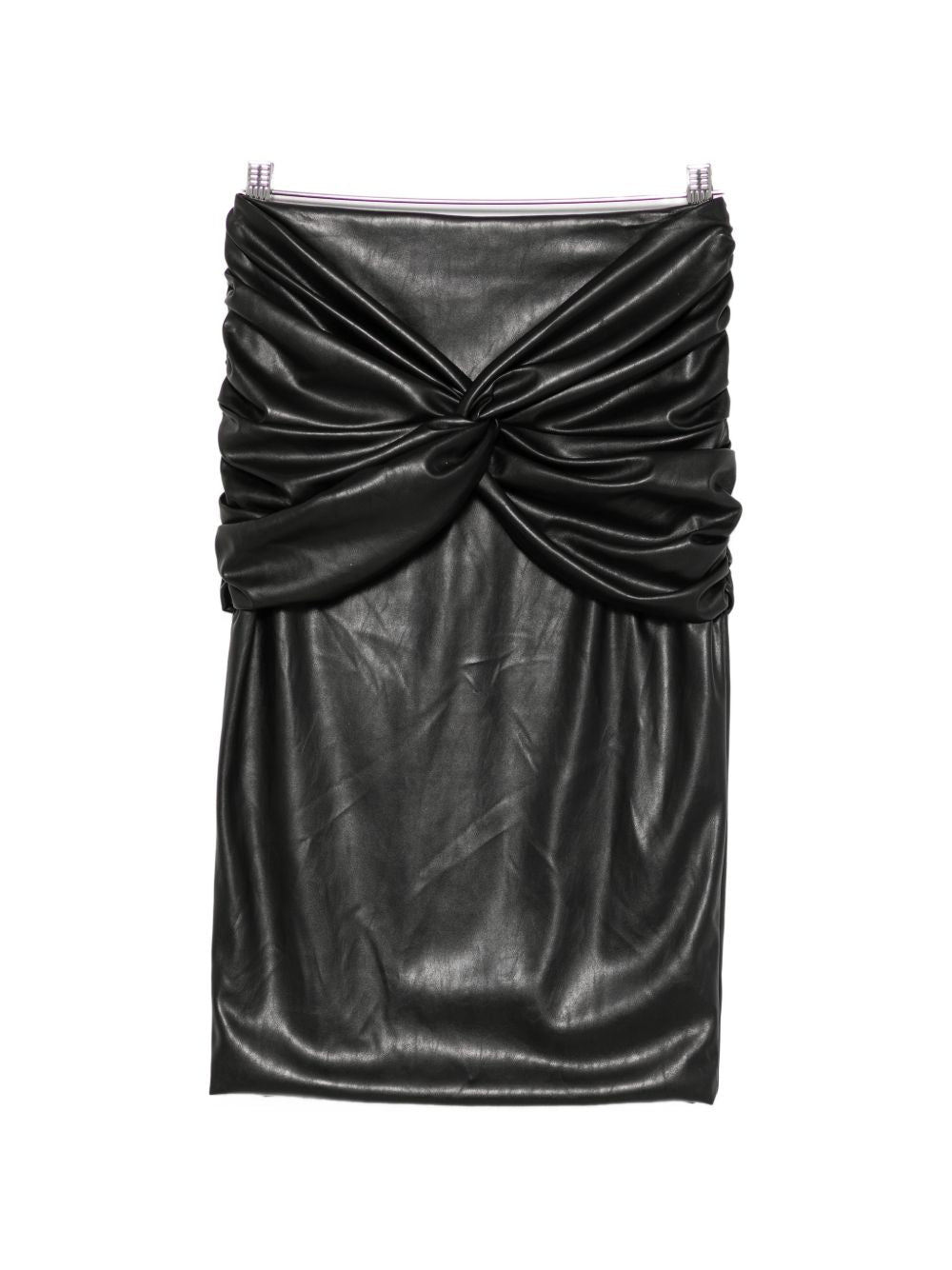 Elisabetta Franchi Ruched Faux-Leather Skirt — Black