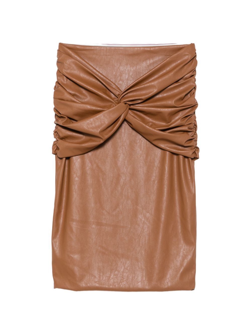 Elisabetta Franchi Faux-Leather Twisted Skirt — Tan