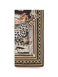 Ferragamo Leopard-Print Silk Scarf — Brown