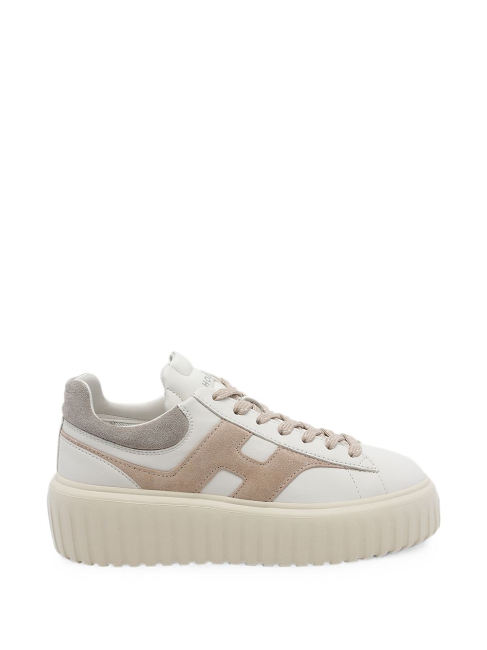Hogan Suede-Paneled Lace-Up Sneaker — White