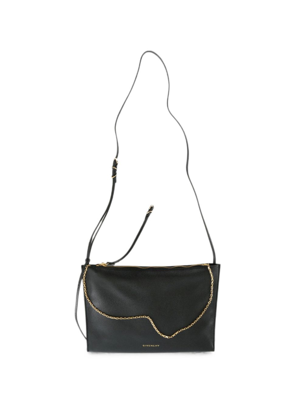 Givenchy Chain-Link Gold-Tone Leather Clutch — Black