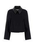 Givenchy Leather-Collar Cotton Jacket — Black