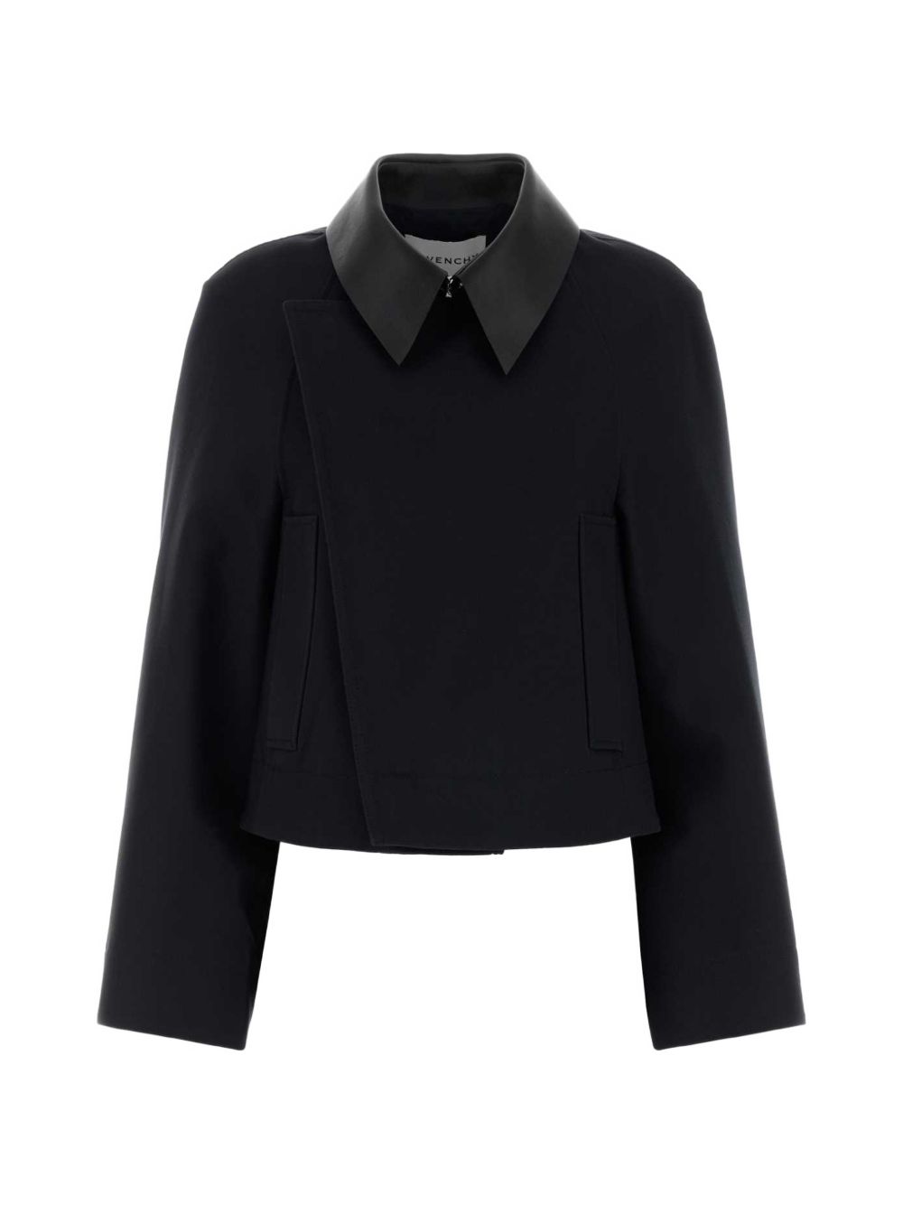 Givenchy Leather-Collar Cotton Jacket — Black