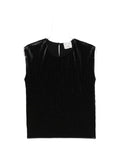 Forte Forte Pleated Satin Tank Top — Black