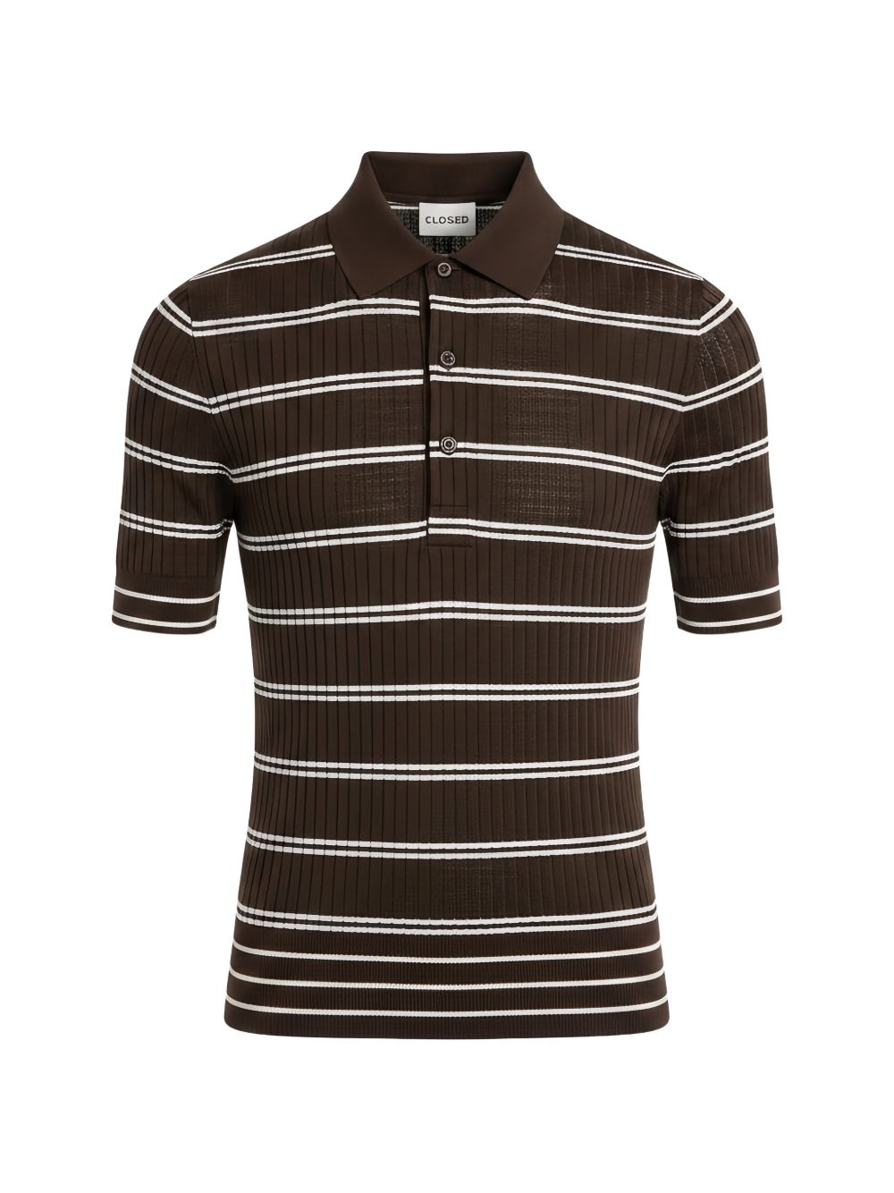 Closed Striped Wool Polo — Brown