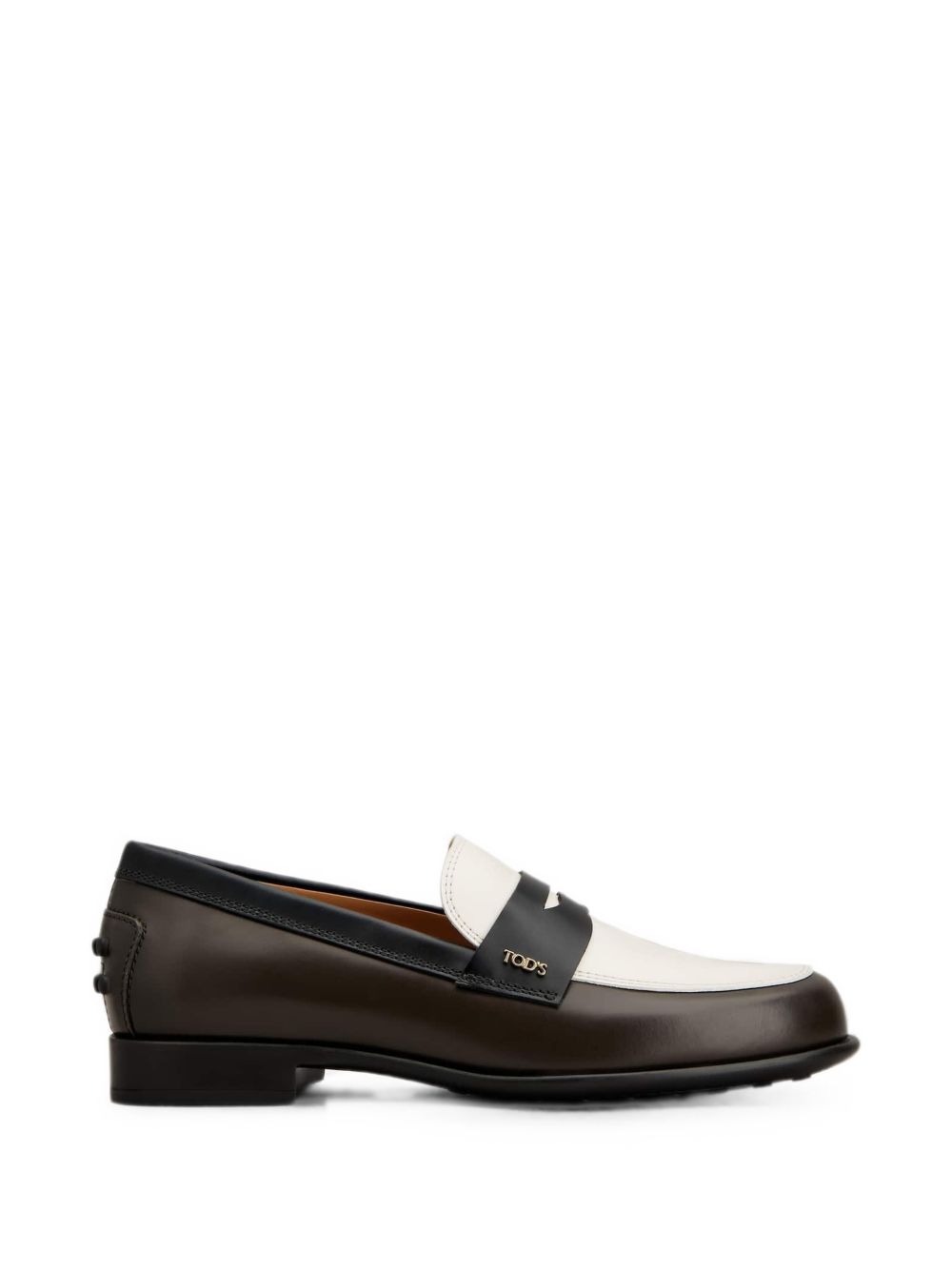Tod'S Leather Color-Block Loafer — Brown