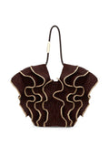 Zimmermann Woven Ruffle Shoulder Bag — Brown