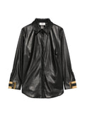 Elisabetta Franchi Faux Leather Shirt — Black